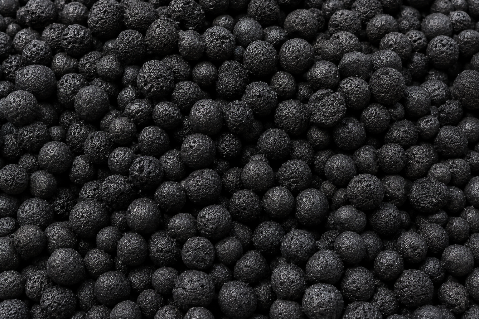 Close-up of the granular activated carbon media.
