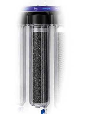 X-ray view of the third blue housing, showing the compressed carbon block and its hollow centre channel.